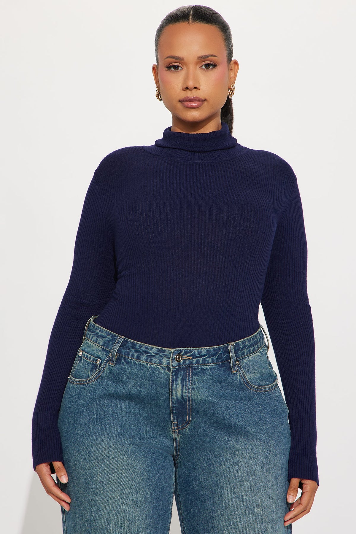 Elan de Paris™ Tara Turtle Neck Sweater - Navy