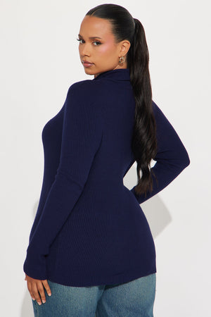 Elan de Paris™ Tara Turtle Neck Sweater - Navy