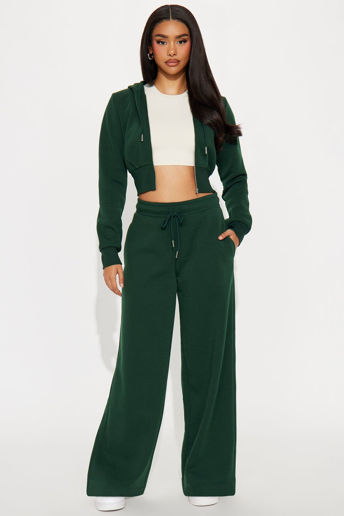 Elan de Paris™ Charlie Fleece Zip Up Pant Set - Hunter