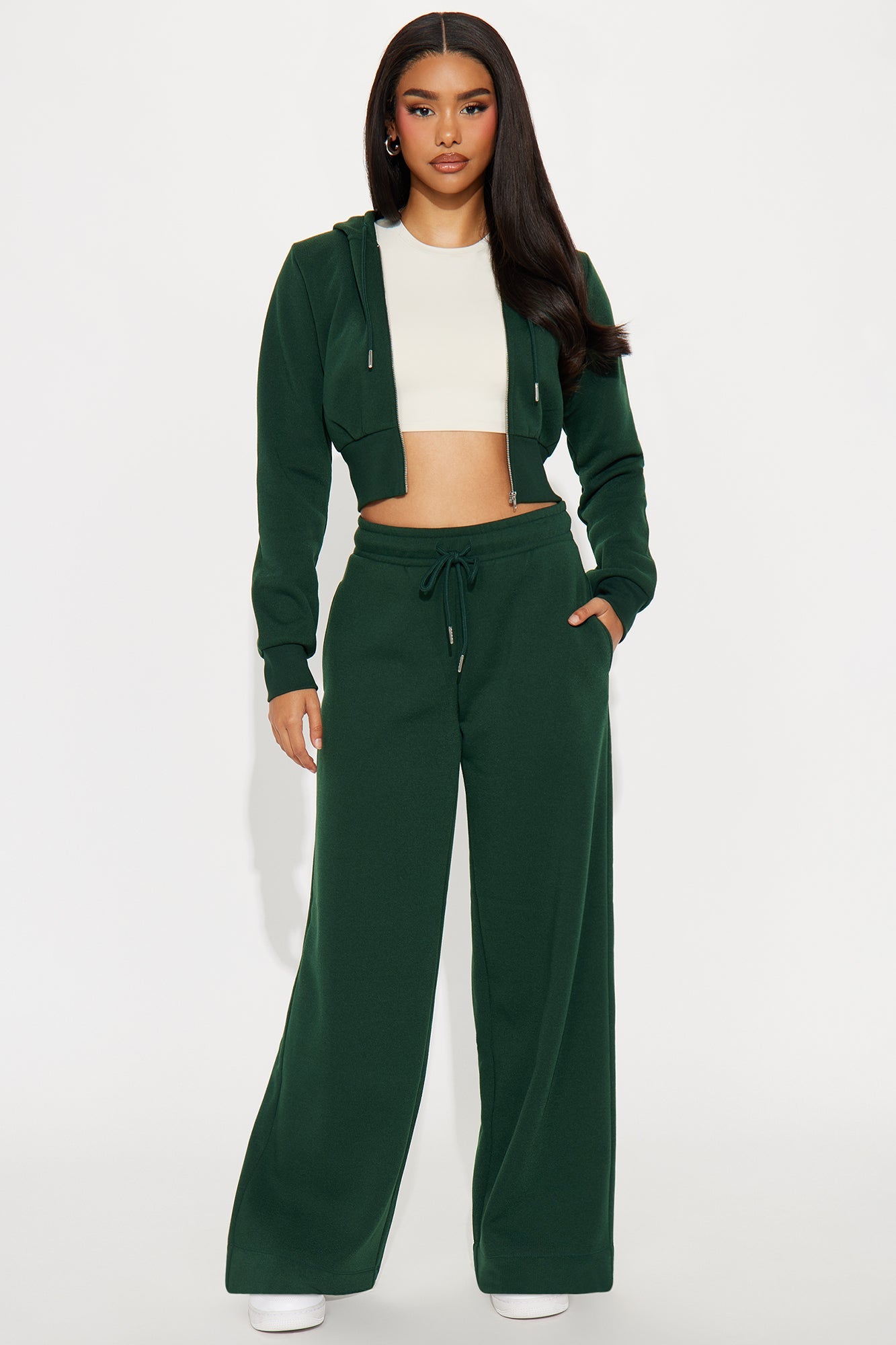 Elan de Paris™ Charlie Fleece Zip Up Pant Set - Hunter