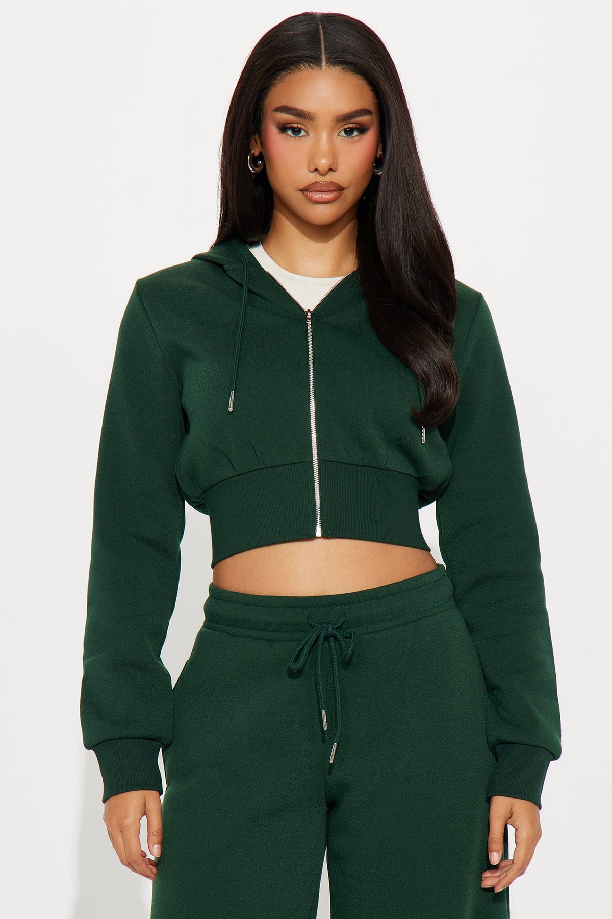 Elan de Paris™ Charlie Fleece Zip Up Pant Set - Hunter