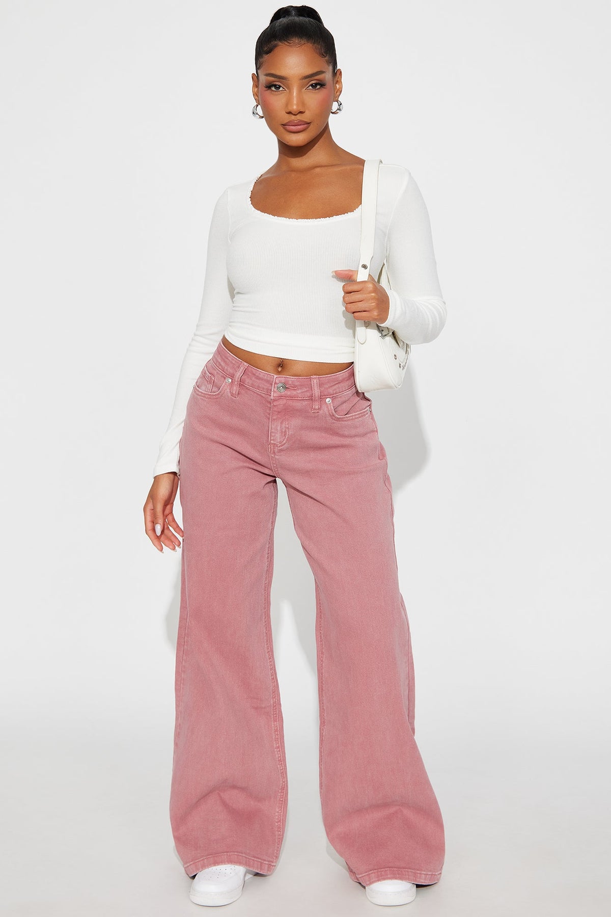 Elan de Paris™ Full Of Love Wide Leg Jeans - Rose