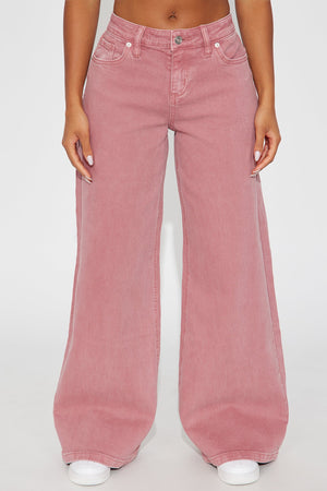 Elan de Paris™ Full Of Love Wide Leg Jeans - Rose