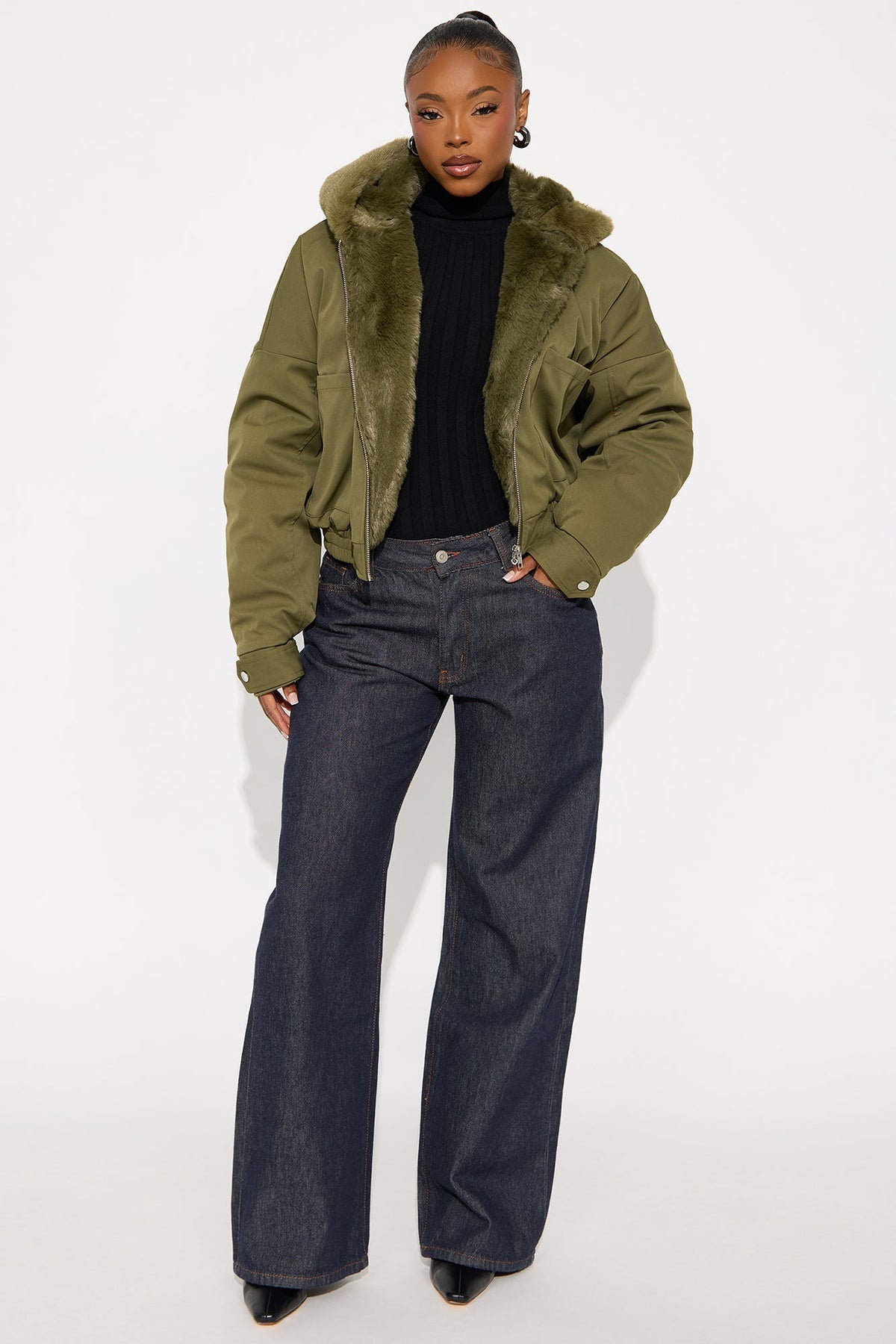 Elan de Paris™ Don't Keep Your Cool Puffer Jacket - Olive