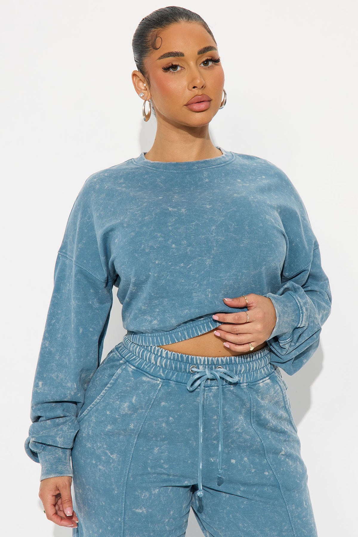 Elan de Paris™ Willow Washed Jogger Set - Blue