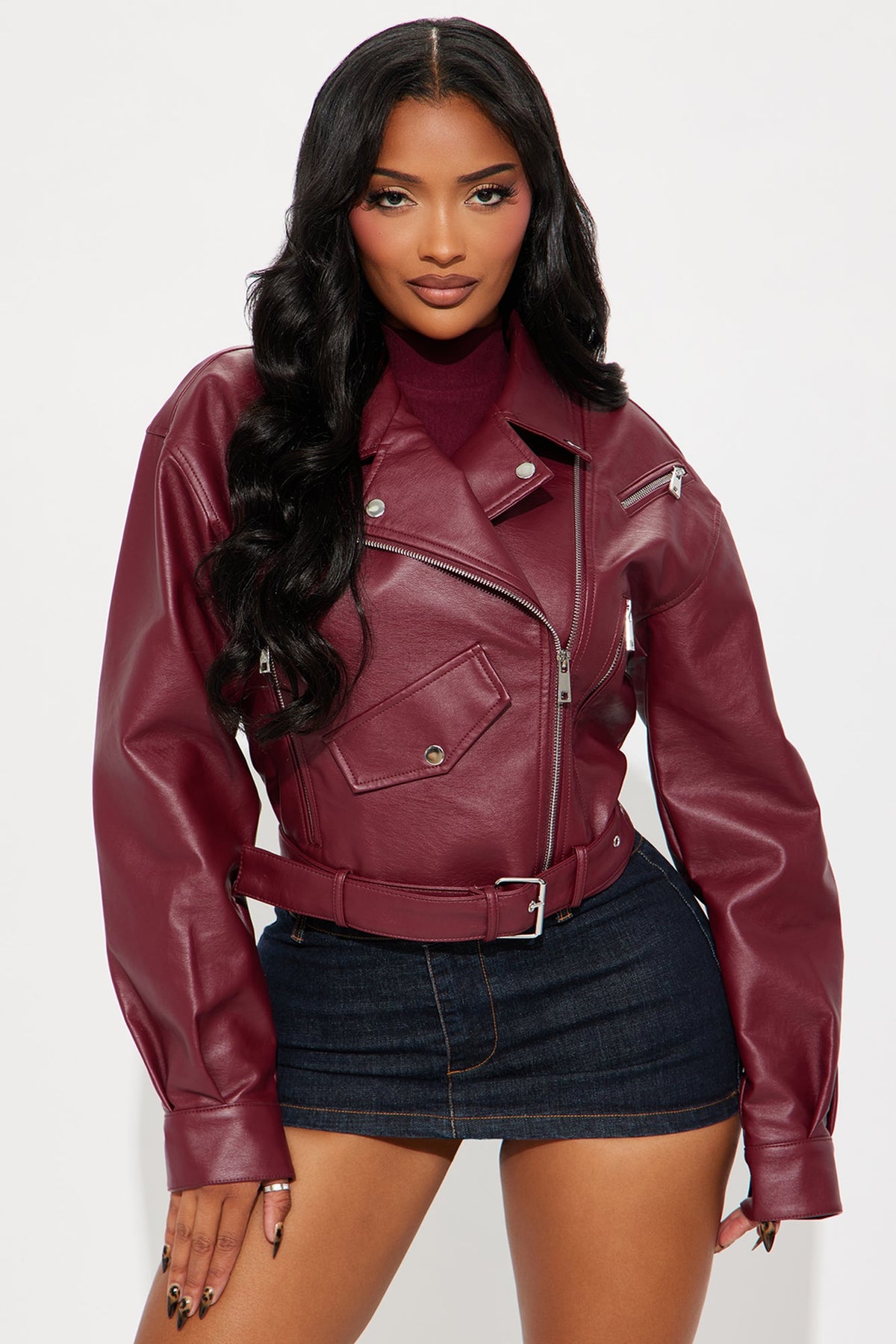 Elan de Paris™ Heartbreaker Moto Jacket - Burgundy (kopie)