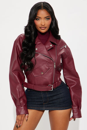 Elan de Paris™ Heartbreaker Moto Jacket - Burgundy (kopie)