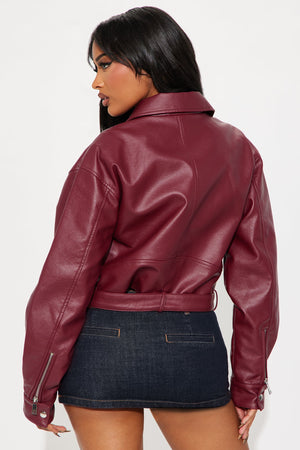Elan de Paris™ Heartbreaker Moto Jacket - Burgundy (kopie)