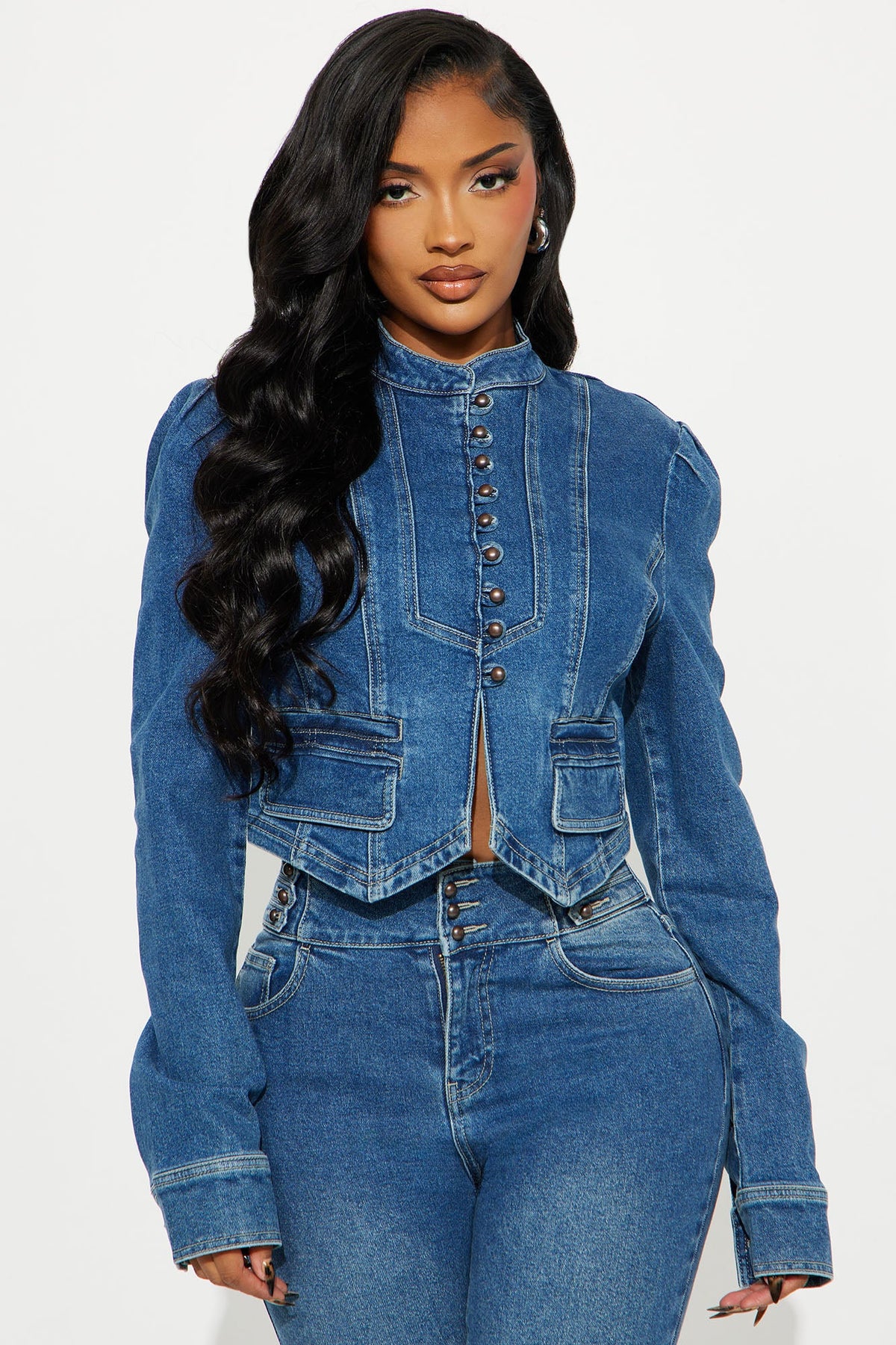 Elan de Paris™ Jocelyn Denim Pant Set - Medium Wash