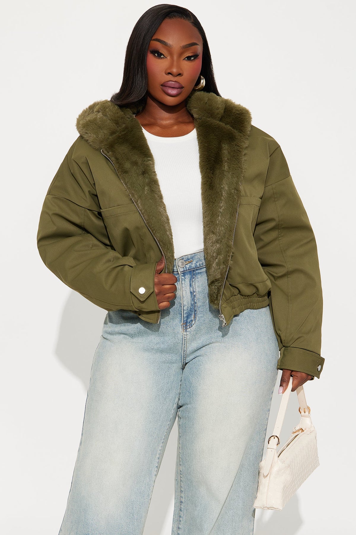 Elan de Paris™ Don't Keep Your Cool Puffer Jacket - Olive