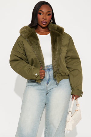 Elan de Paris™ Don't Keep Your Cool Puffer Jacket - Olive
