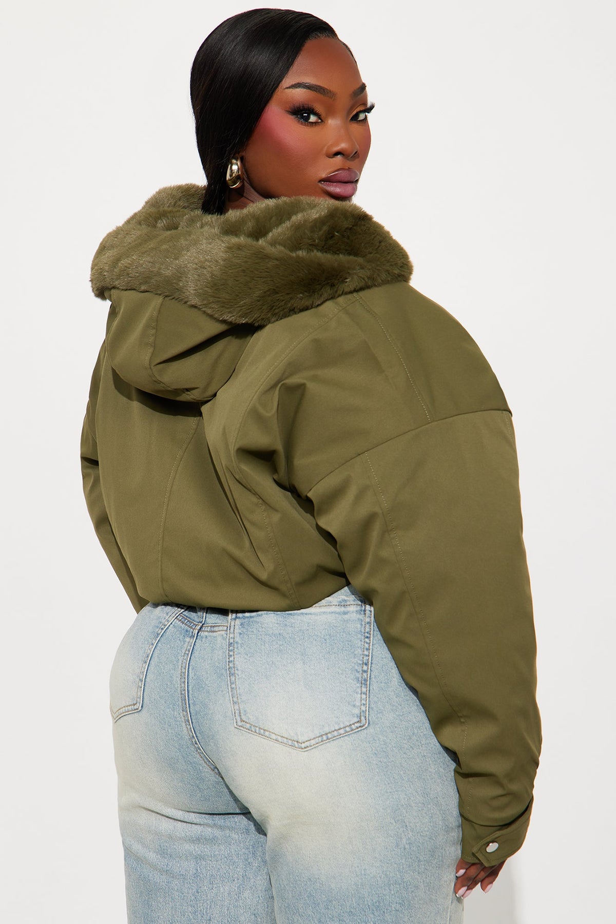 Elan de Paris™ Don't Keep Your Cool Puffer Jacket - Olive