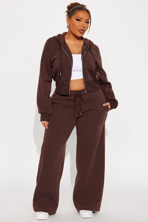 Elan de Paris™ Charlie Fleece Zip Up Pant Set - Chocolate