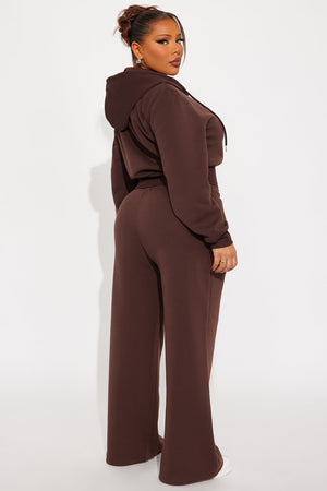 Elan de Paris™ Charlie Fleece Zip Up Pant Set - Chocolate