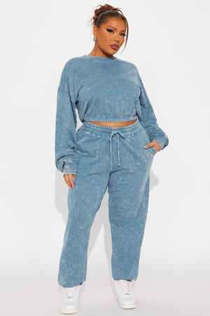 Elan de Paris™ Willow Washed Jogger Set - Blue