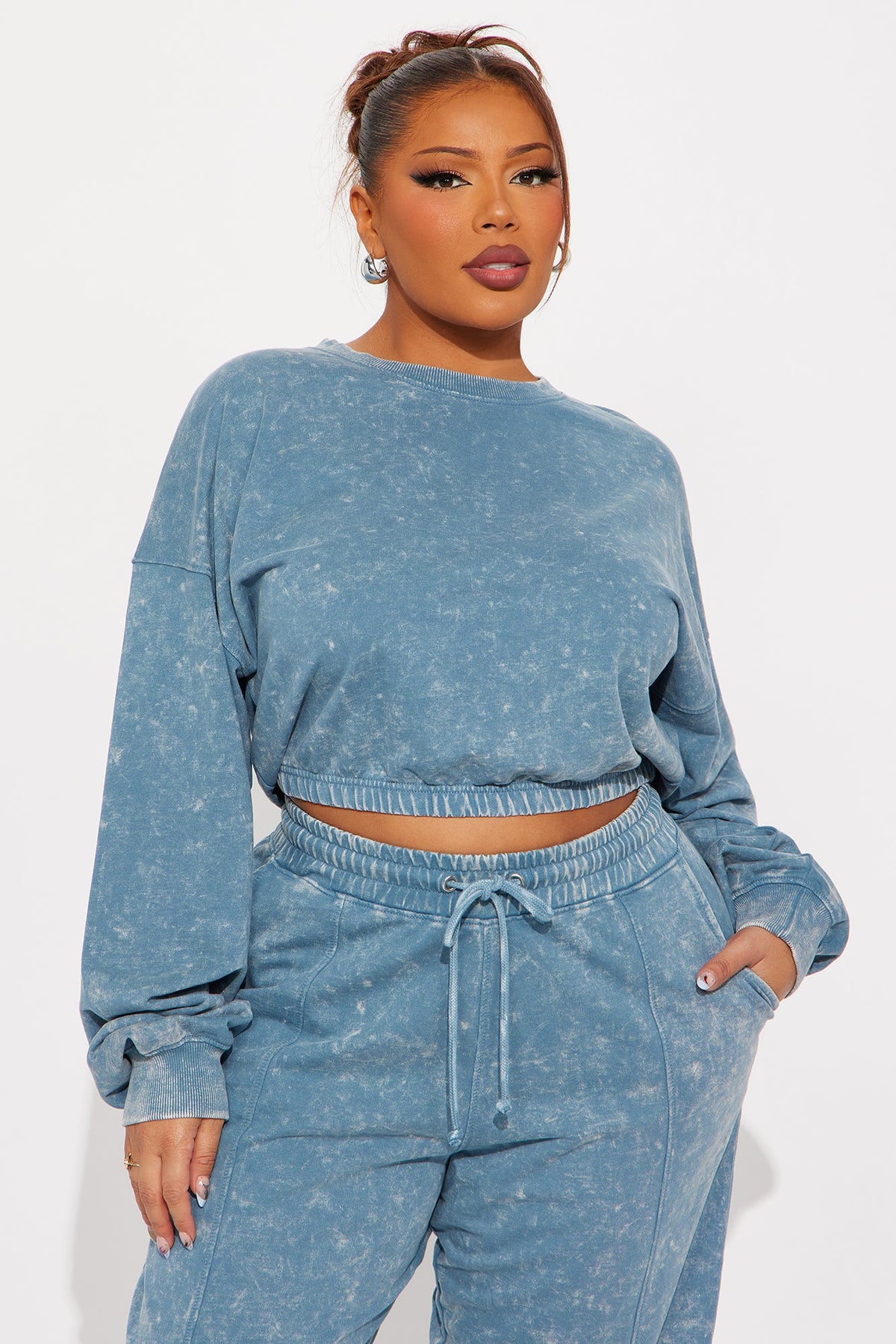 Elan de Paris™ Willow Washed Jogger Set - Blue