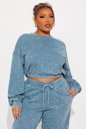 Elan de Paris™ Willow Washed Jogger Set - Blue