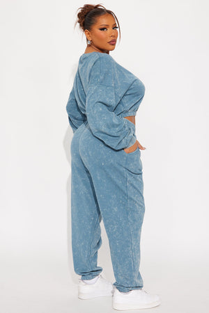 Elan de Paris™ Willow Washed Jogger Set - Blue