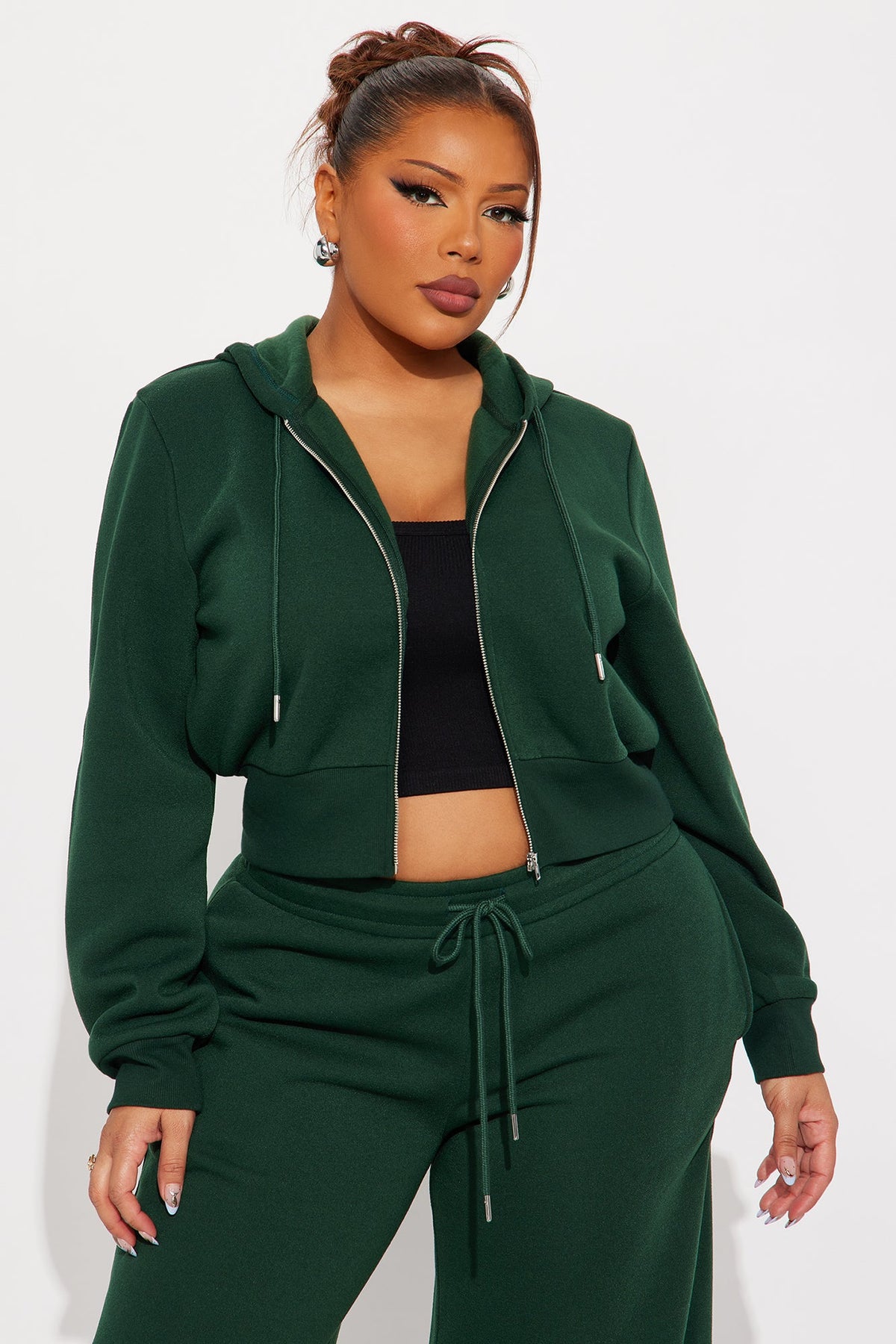 Elan de Paris™ Charlie Fleece Zip Up Pant Set - Hunter