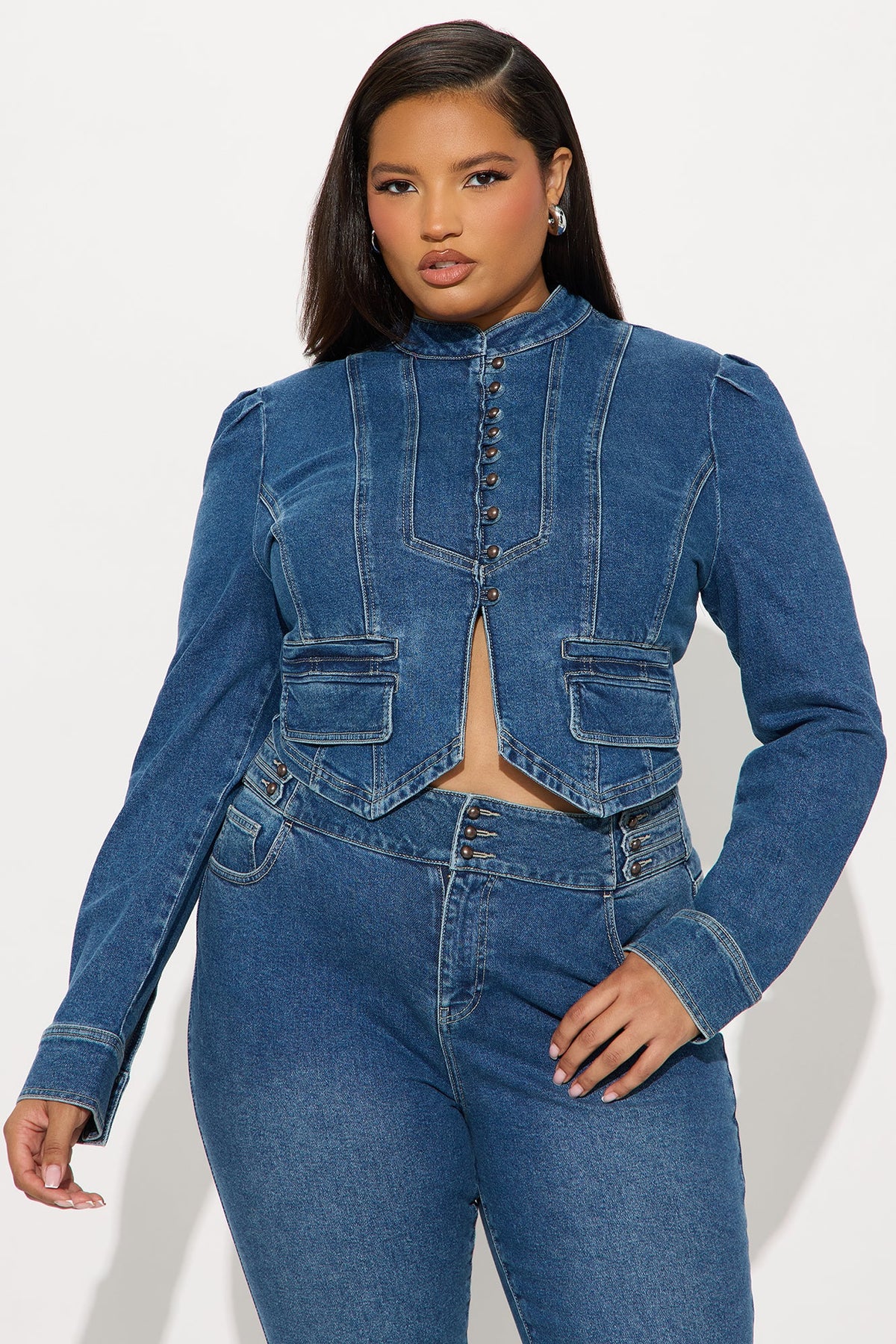 Elan de Paris™ Jocelyn Denim Pant Set - Medium Wash