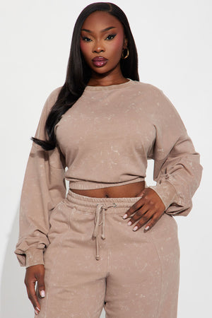 Elan de Paris™ Willow Washed Jogger Set - Mocha