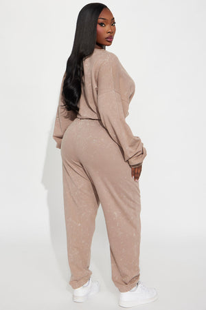 Elan de Paris™ Willow Washed Jogger Set - Mocha