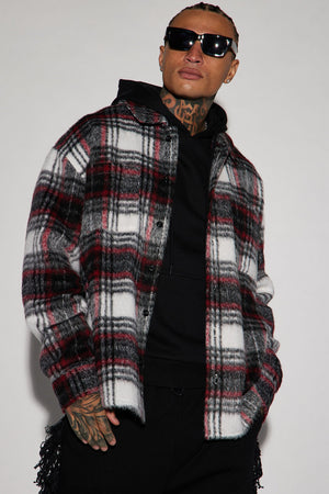 Elan de Paris™ Move Up Plaid Shacket - Red/combo