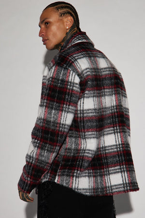 Elan de Paris™ Move Up Plaid Shacket - Red/combo