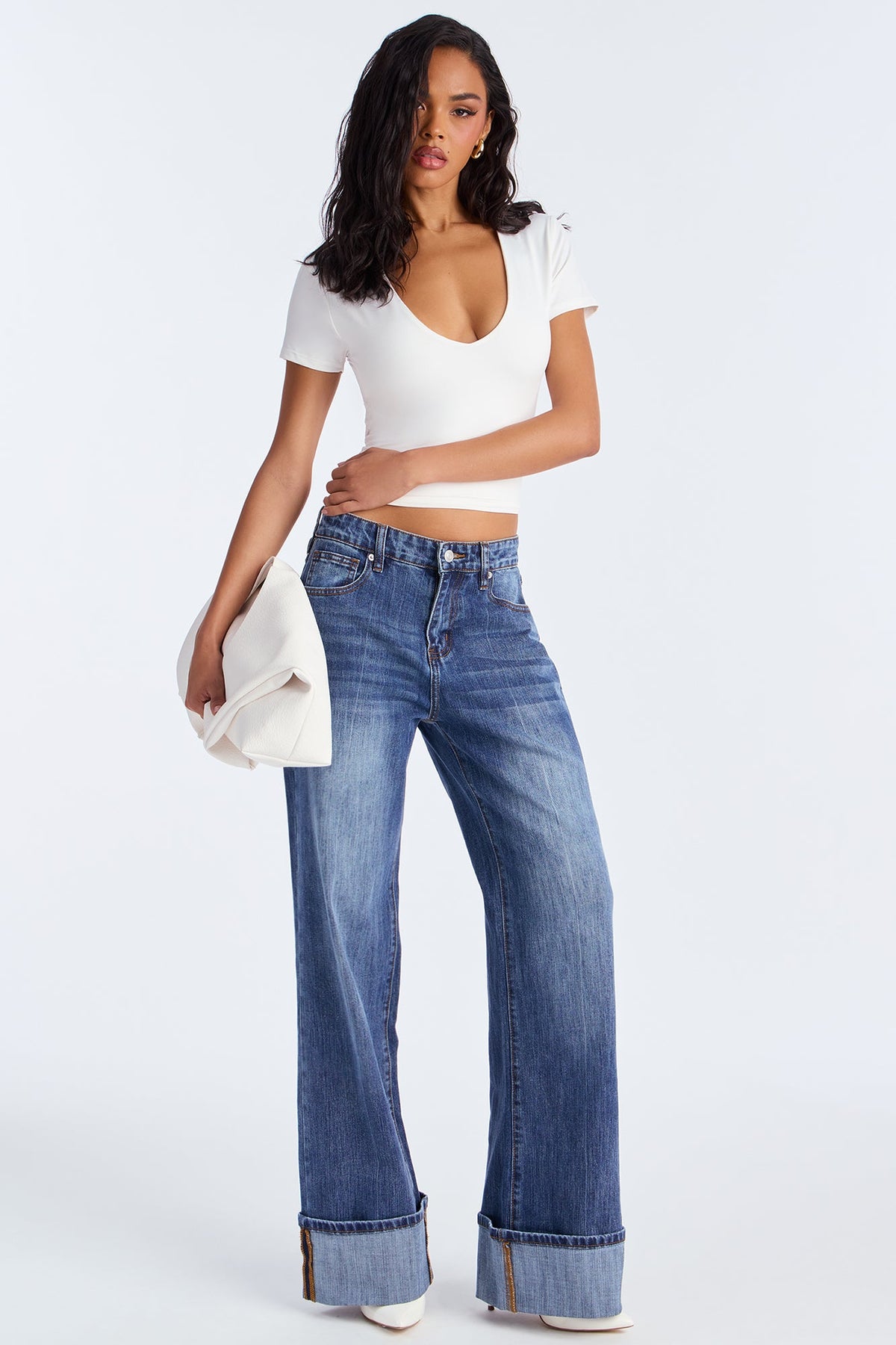 Elan de Paris™ It's Clear To See Tinted Stretch Straight Leg Jeans - Dark Wash