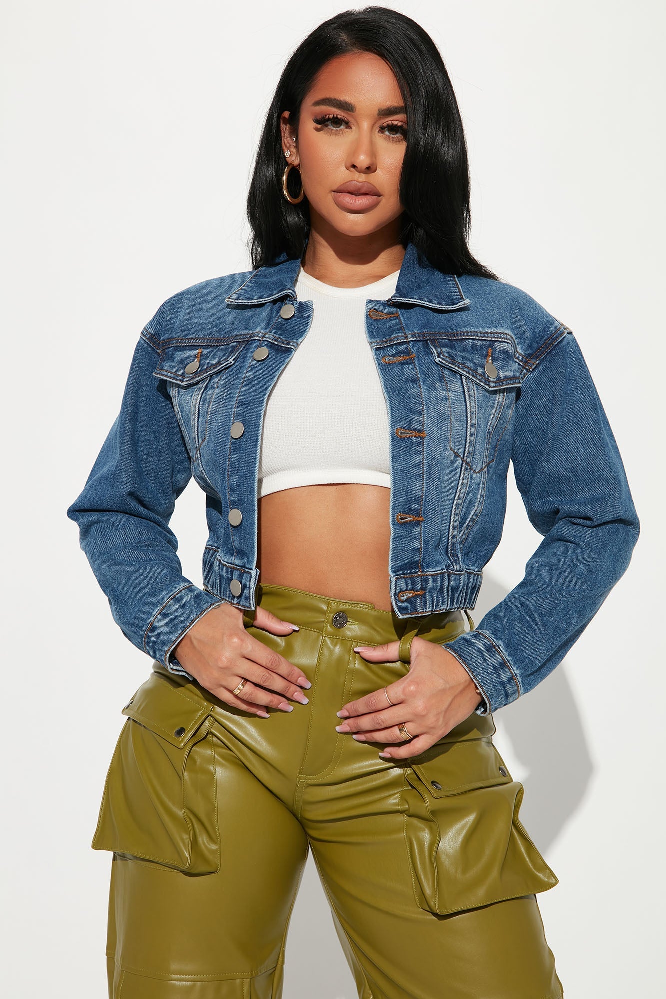 Elan de Paris™ Out Of Time Denim Bomber Jacket - Dark Wash