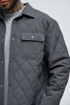 Elan de Paris™ Auburn Quilted Shirt Jacket - Charcoal