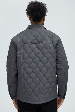 Elan de Paris™ Auburn Quilted Shirt Jacket - Charcoal