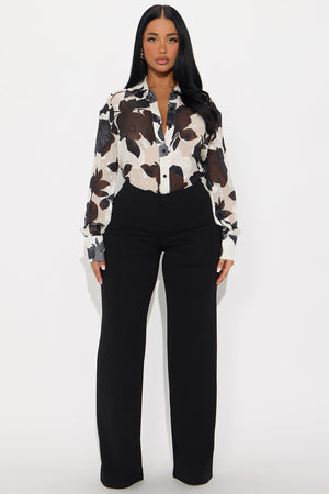 Elan de Paris™ Malissa Floral Chiffon Shirt - Black/combo