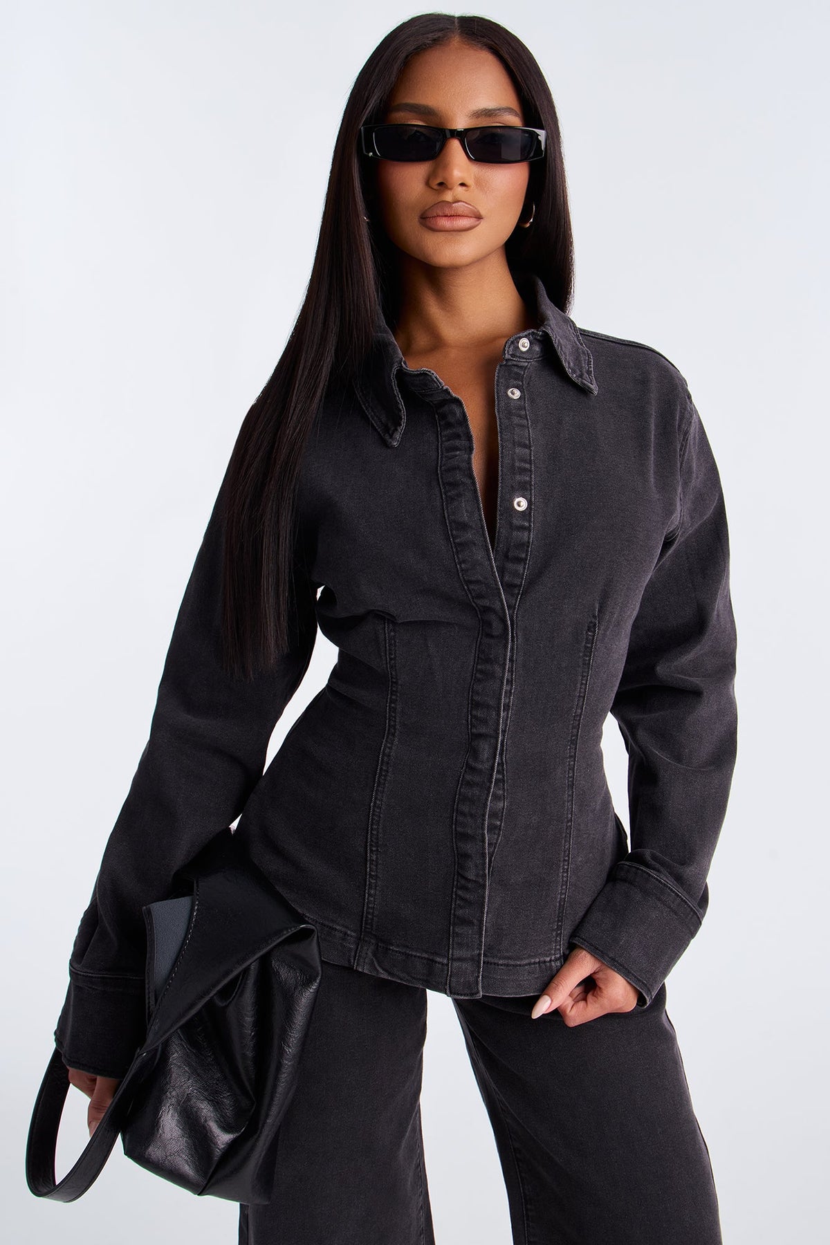 Elan de Paris™ Drew Denim Pant Set - Black