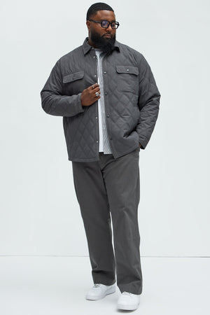 Elan de Paris™ Auburn Quilted Shirt Jacket - Charcoal