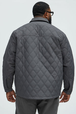 Elan de Paris™ Auburn Quilted Shirt Jacket - Charcoal