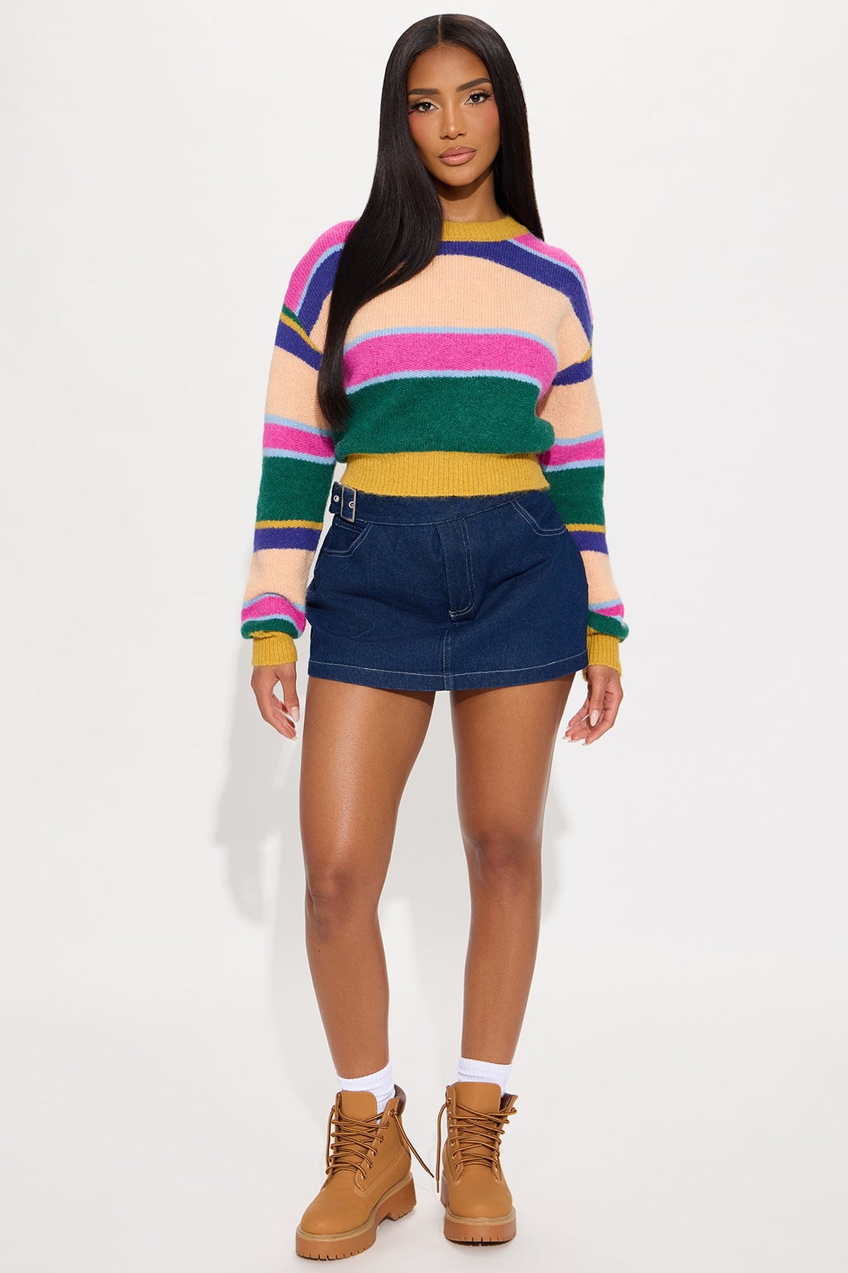 Elan de Paris™ Warm And Fuzzy Striped Sweater - Multi Color