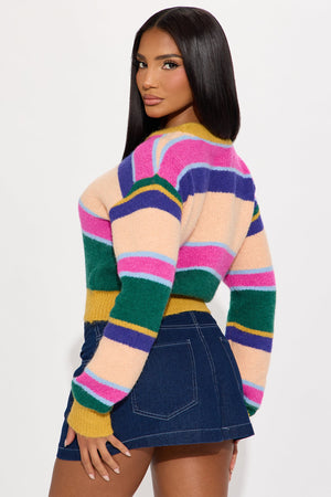 Elan de Paris™ Warm And Fuzzy Striped Sweater - Multi Color