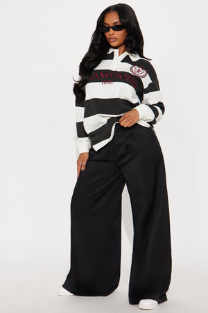 Elan de Paris™ Champions Striped Embroidered Polo - Black