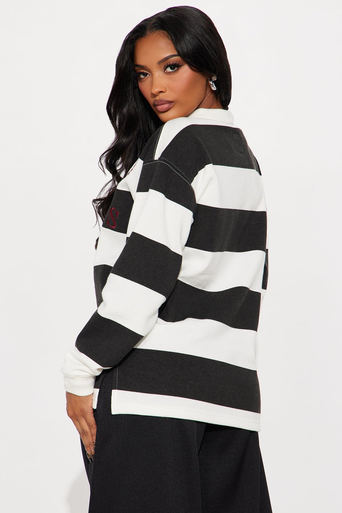 Elan de Paris™ Champions Striped Embroidered Polo - Black