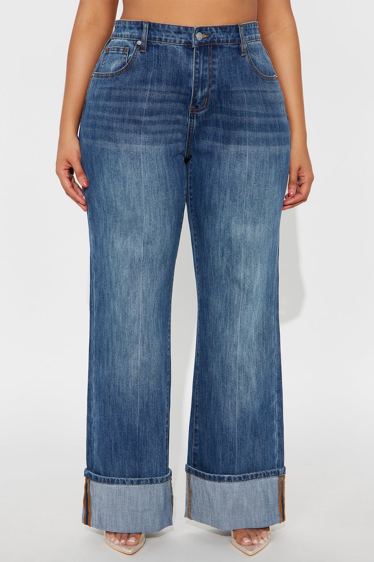 Elan de Paris™ It's Clear To See Tinted Stretch Straight Leg Jeans - Dark Wash