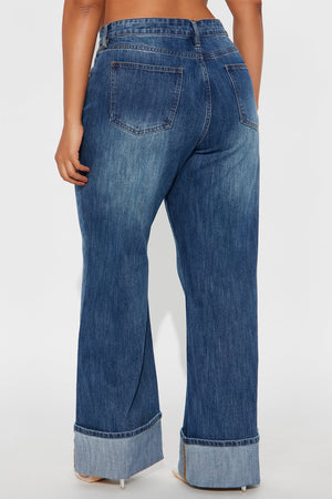 Elan de Paris™ It's Clear To See Tinted Stretch Straight Leg Jeans - Dark Wash