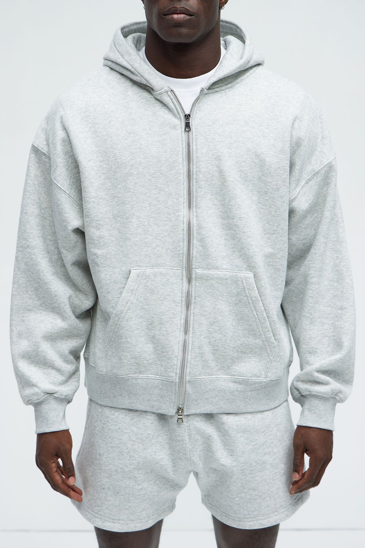 Elan de Paris™ yson Oversized Heavyweight Zip Up - Heather Grey