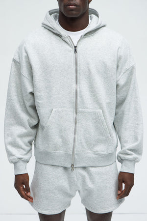 Elan de Paris™ yson Oversized Heavyweight Zip Up - Heather Grey