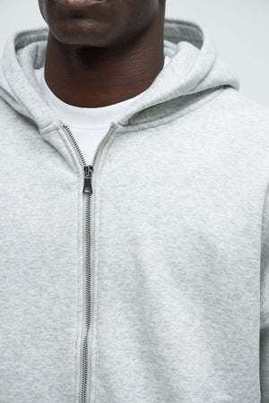 Elan de Paris™ yson Oversized Heavyweight Zip Up - Heather Grey
