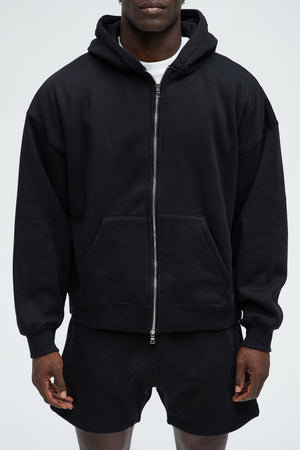 Elan de Paris™ Tyson Oversized Heavyweight Zip Up - Black