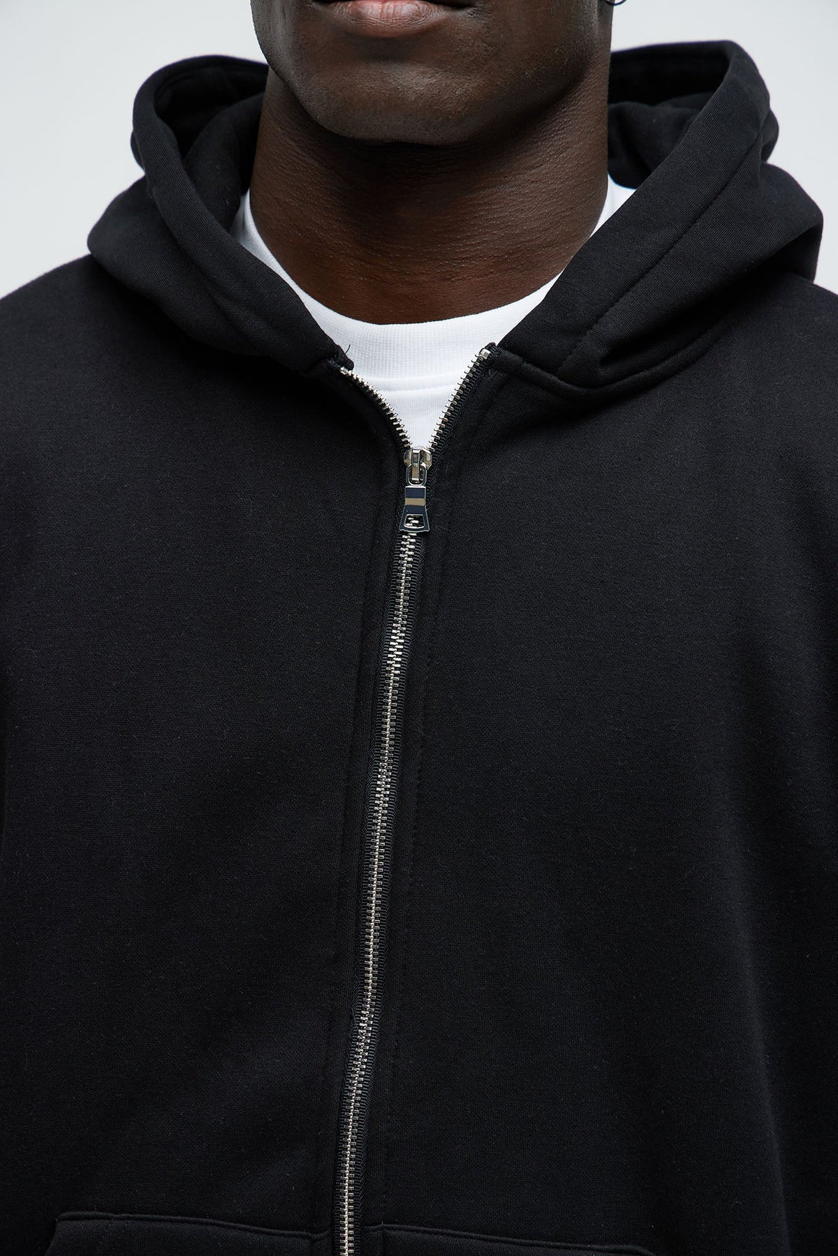Elan de Paris™ Tyson Oversized Heavyweight Zip Up - Black