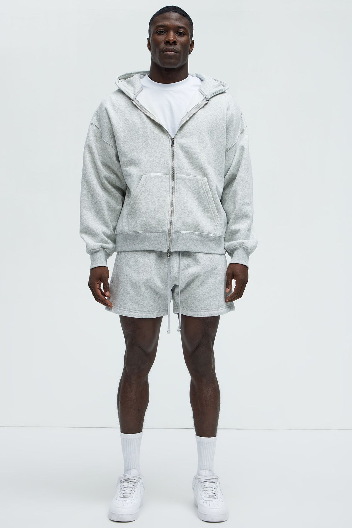 Elan de Paris™ yson Oversized Heavyweight Zip Up - Heather Grey