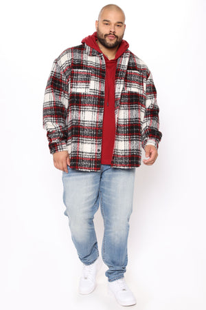 Elan de Paris™ Move Up Plaid Shacket - Red/combo