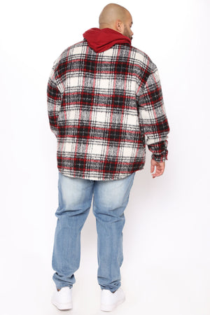 Elan de Paris™ Move Up Plaid Shacket - Red/combo
